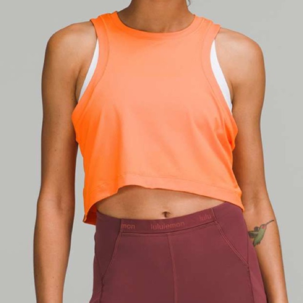 Lululemon Open-Back Cropped Training Tank Top Orange Soda
